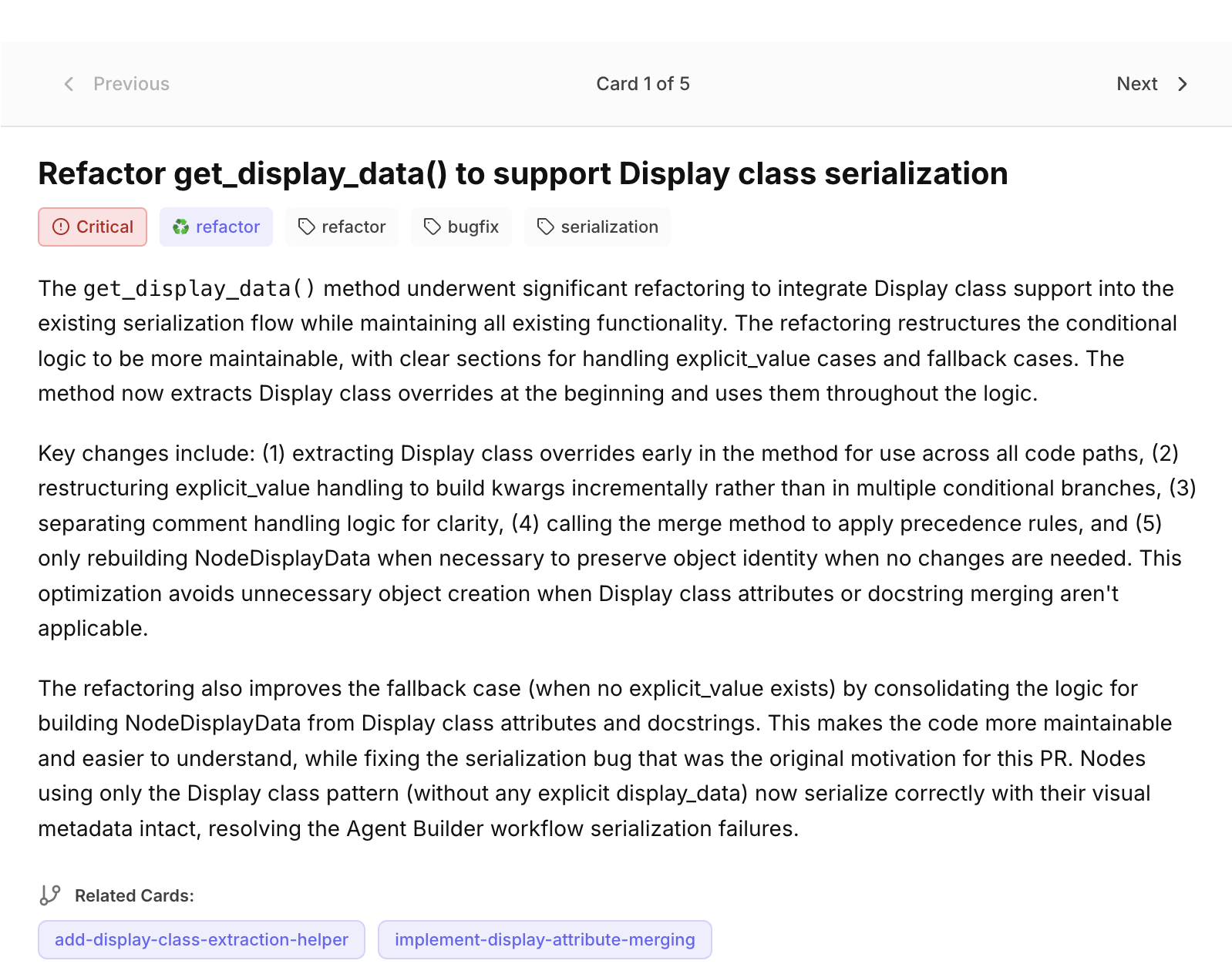Card-based review interface