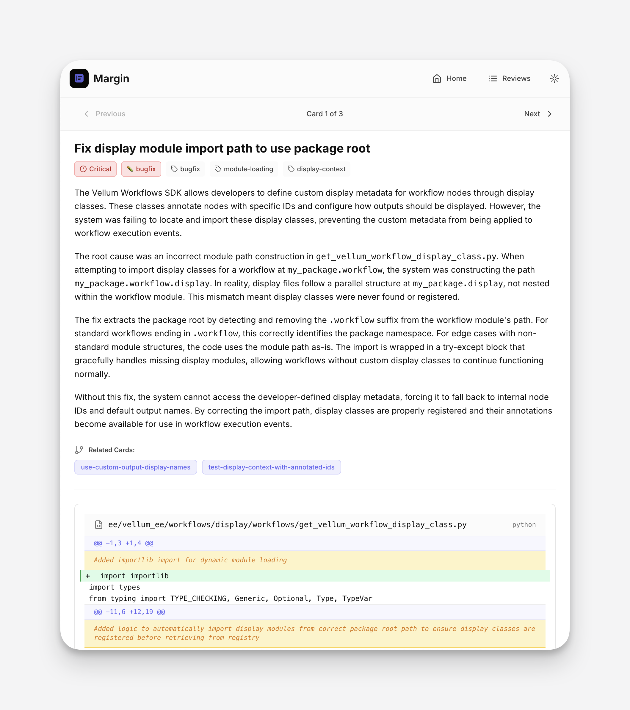 Margin narrative interface with synchronized code views